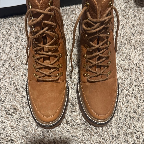 Tory Burch Tan Lace-Up Leather Boots - Picture 6 of 6